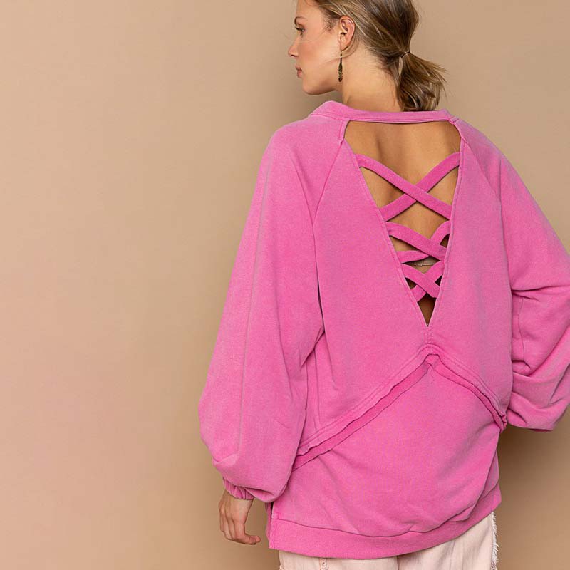 Peony Cross Strap Oversized Sweatshirt