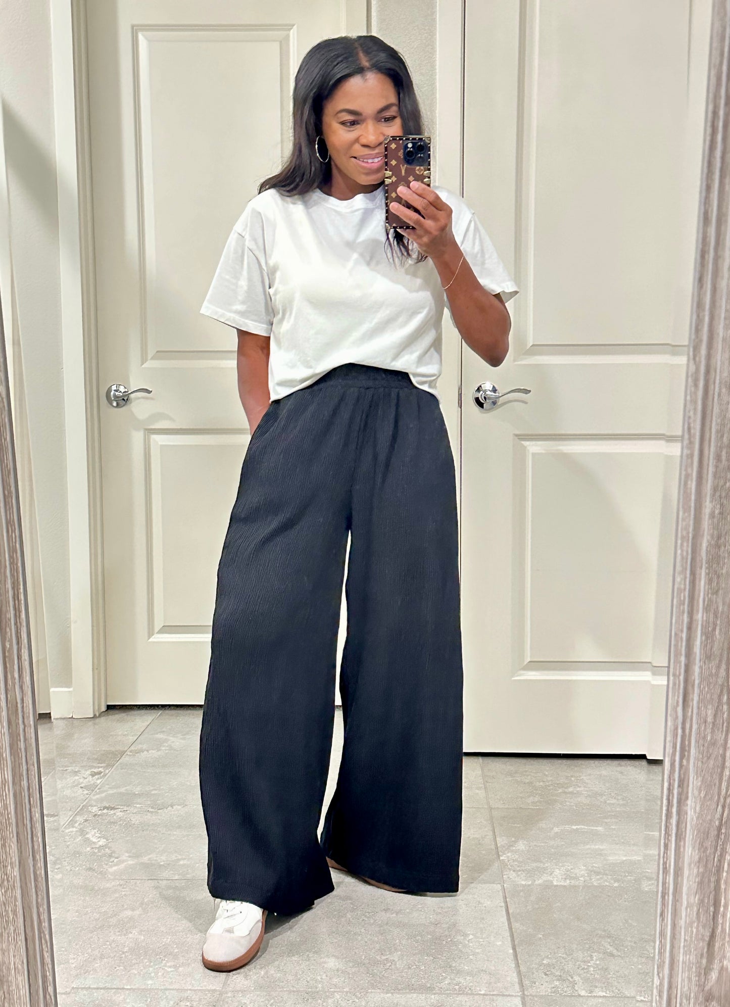 Crinkled Wide Leg Pants