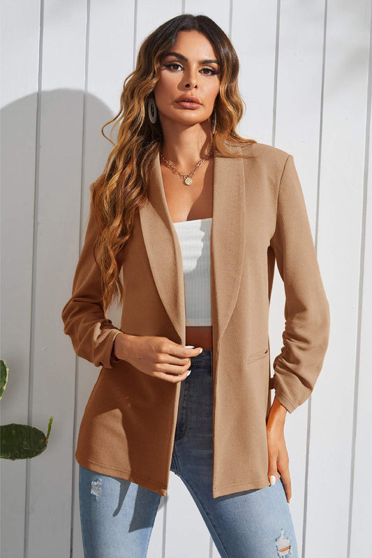 Casual Ruched Sleeve Blazer