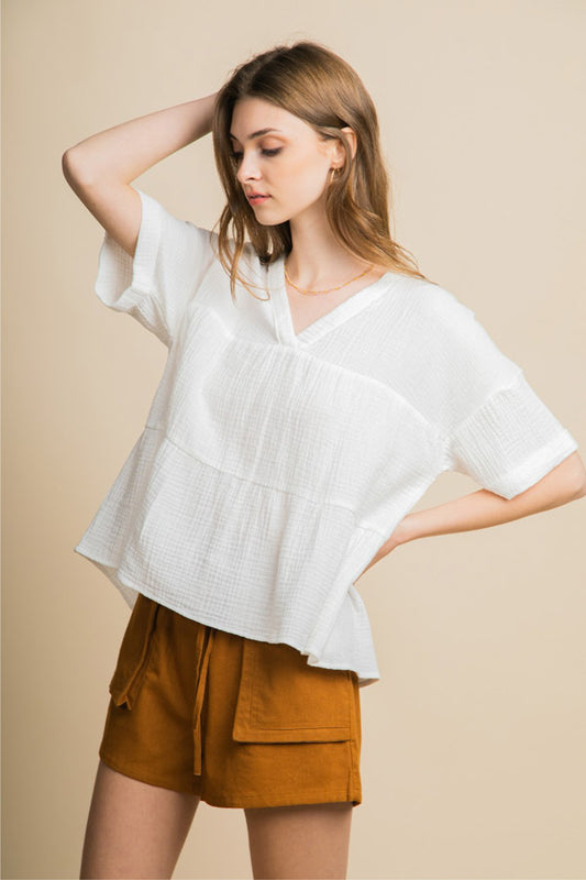 Danica Textured Babydoll Top