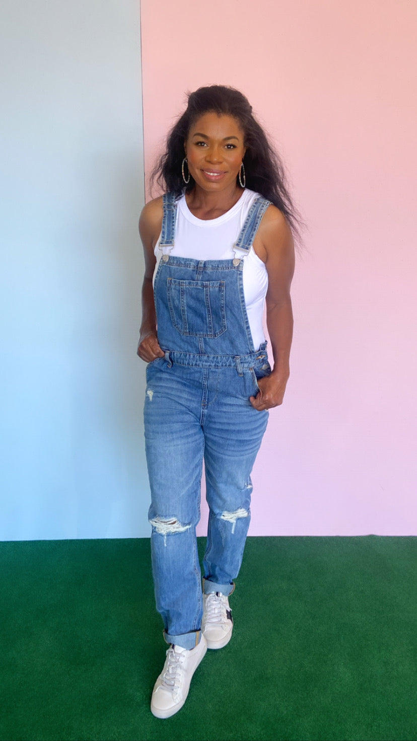 Erika Distressed Overall Jeans