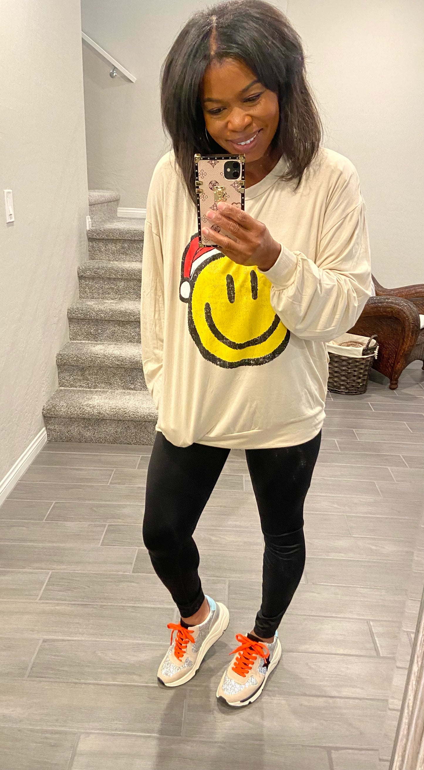 Smiley Face Santa Hat Pullover